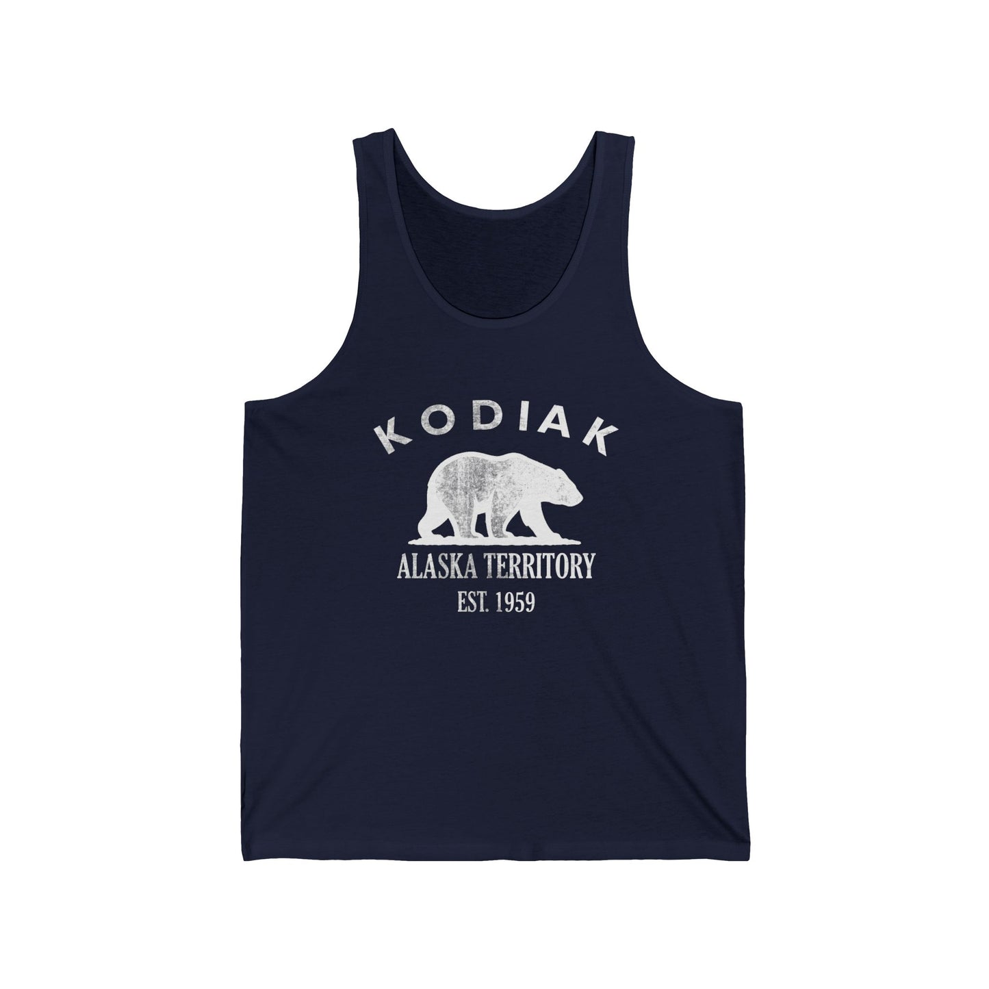 Kodiak Alaska Vintage Retro Unisex Cotton Jersey Tank Top - White Logo