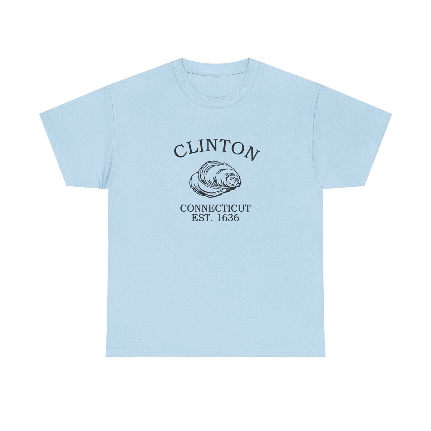 Clinton Connecticut Vintage Retro Unisex Heavy Cotton Tee - Black Logo