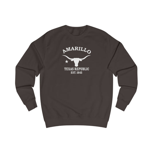 Amarillo Texas Vintage Retro Premium Crewneck Sweatshirt - White Logo - Bottle Green
