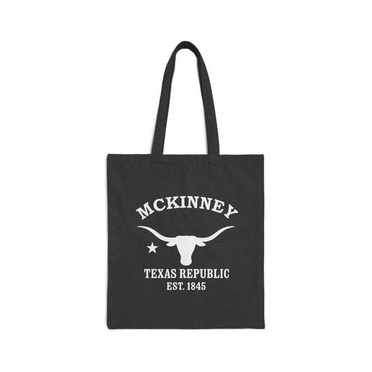 McKinney Texas Vintage Retro Cotton Canvas Tote Bag - White Logo