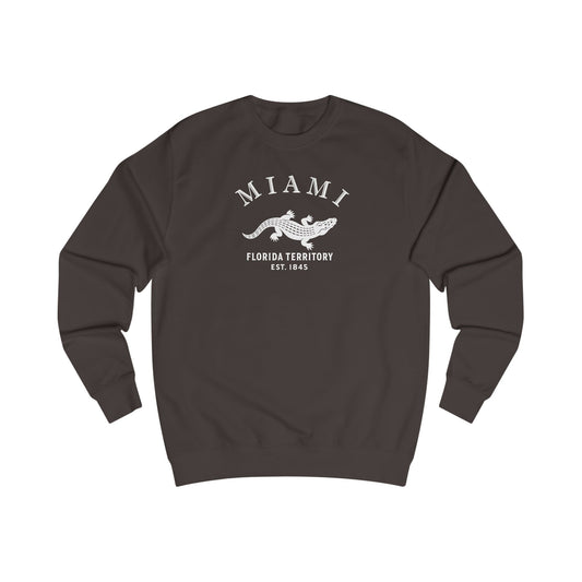 Miami Florida Vintage Retro Premium Crewneck Sweatshirt - White Logo - Bottle Green