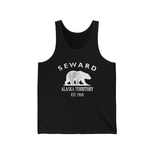 Seward Alaska Unisex Cotton Jersey Tank Top - White Logo