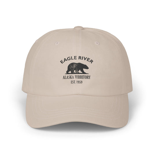 Eagle River Alaska Vintage Retro Embroidered Cotton Cap - Black Logo
