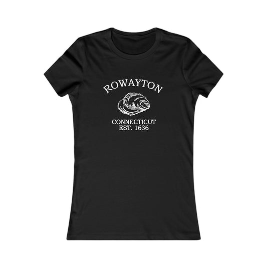 Rowayton Connecticut Vintage Retro Womens Fitted Ringspun Cotton Tee - White Logo