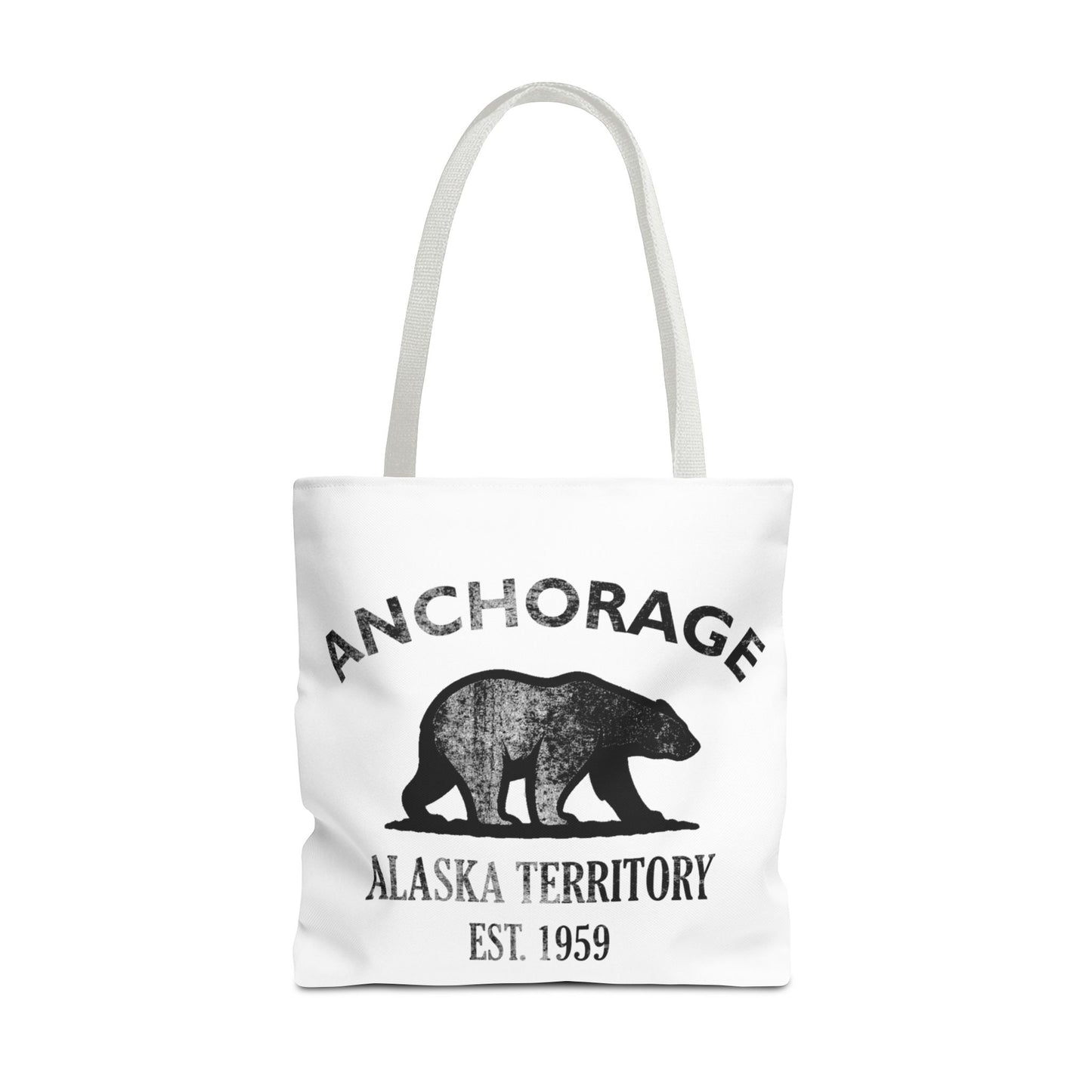 Anchorage Alaska Vintage Retro Light Canvas Tote - Black Logo