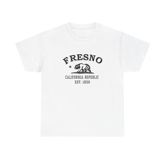 Fresno California Vintage Retro Unisex Heavy Cotton Tee - Black Logo