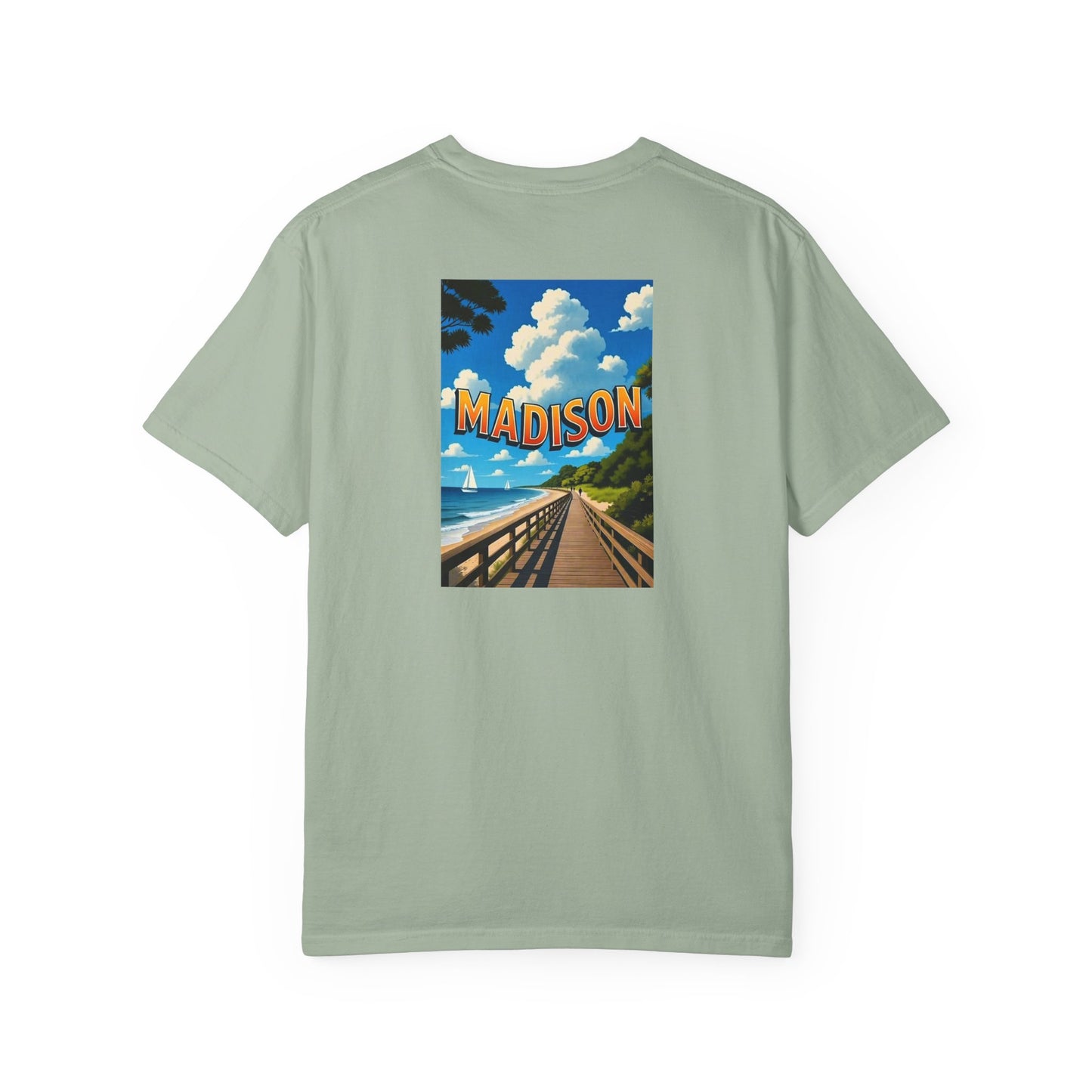 Madison Connecticut Vintage Retro Back Printed Art Series Cotton Tee - Black Logo