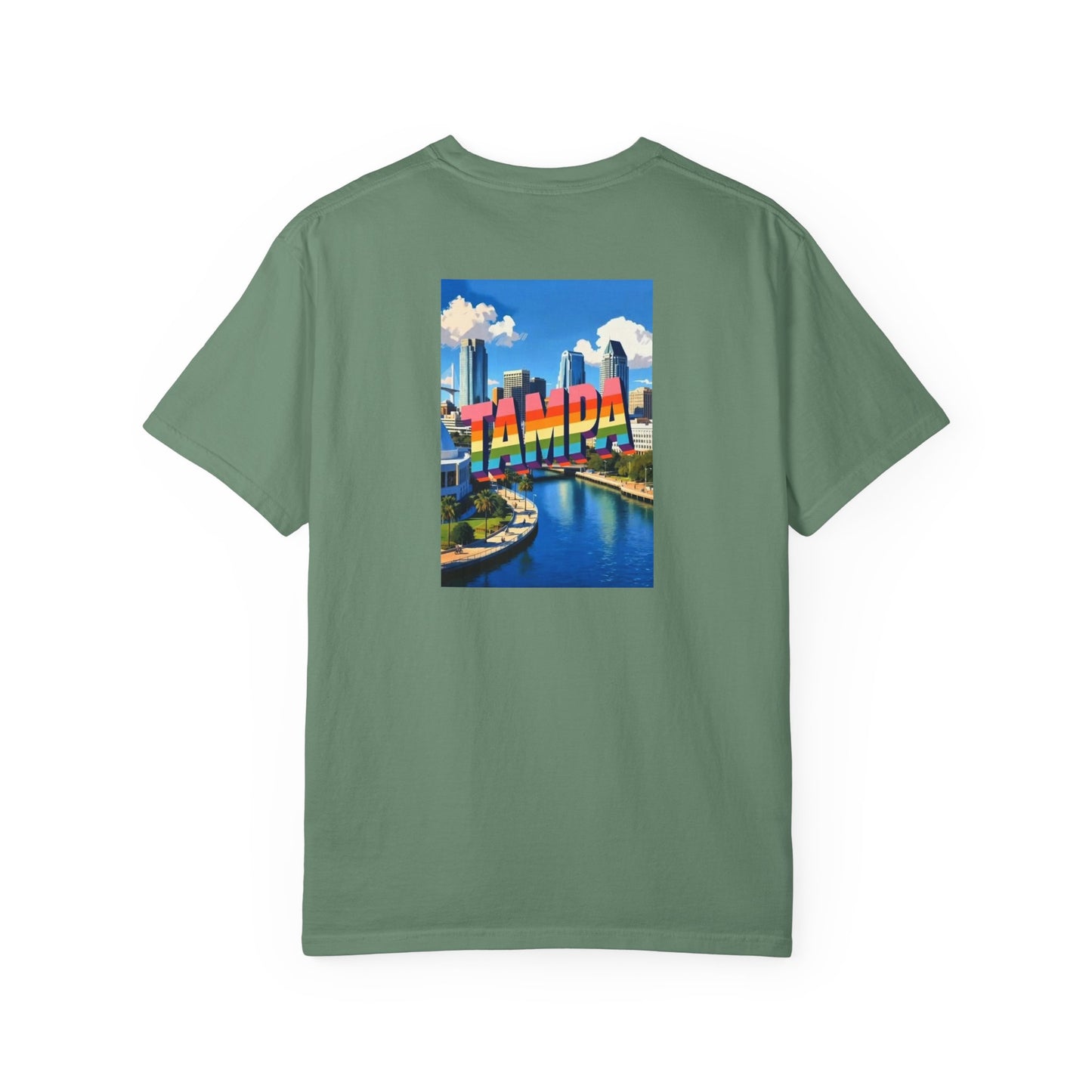 Tampa Florida Vintage Retro Back Printed Art Series Cotton Tee - Black Logo