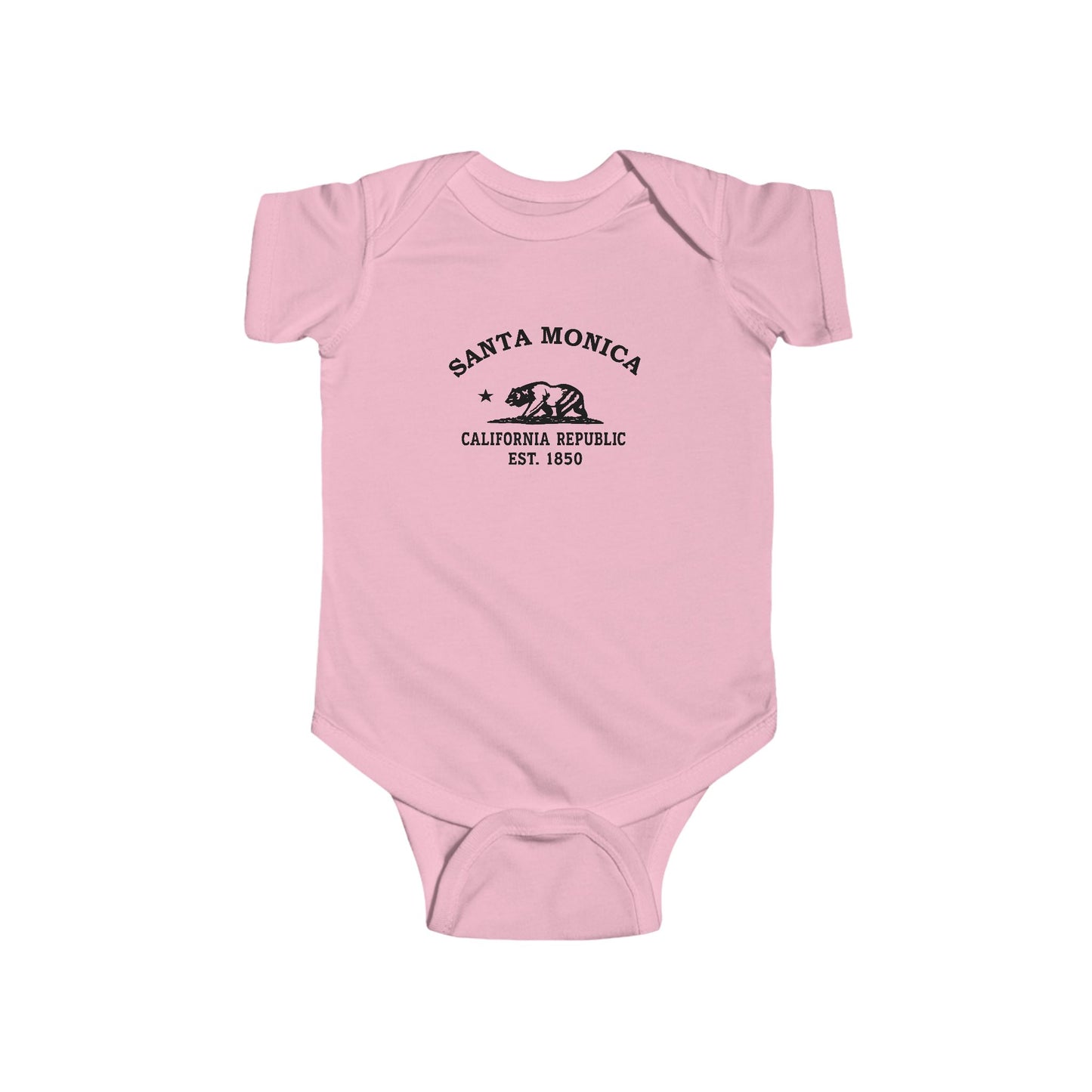Santa Monica California Vintage Retro Cotton Jersey Baby Bodysuit - Black Logo