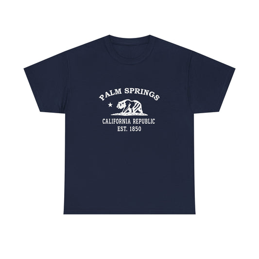 Palm Springs California Vintage Retro Unisex Heavy Cotton Tee - White Logo