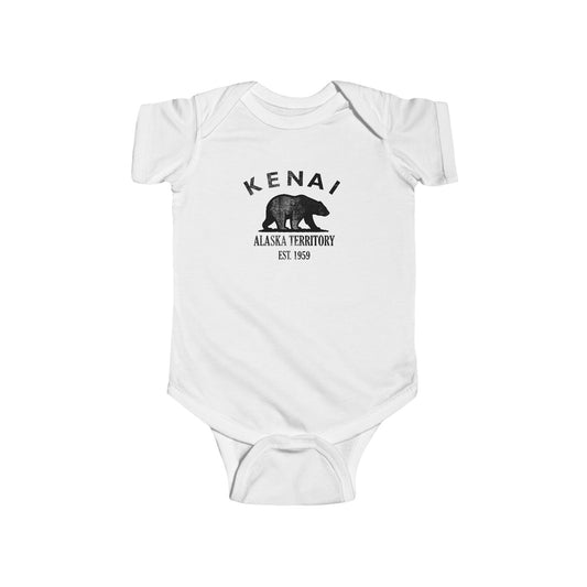 Kenai Alaska Vintage Retro Cotton Jersey Baby Bodysuit - Black Logo