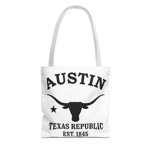 Austin Texas Vintage Retro Light Canvas Tote - Black Logo