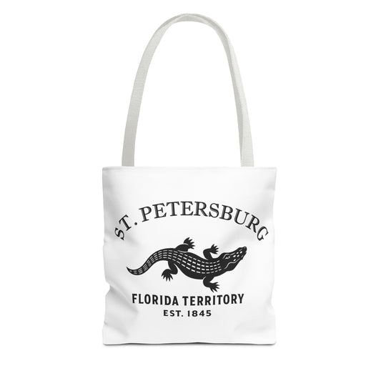 St Petersburg Florida Vintage Retro Light Canvas Tote - Black Logo