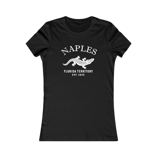 Naples Florida Vintage Retro Womens Fitted Ringspun Cotton Tee - White Logo