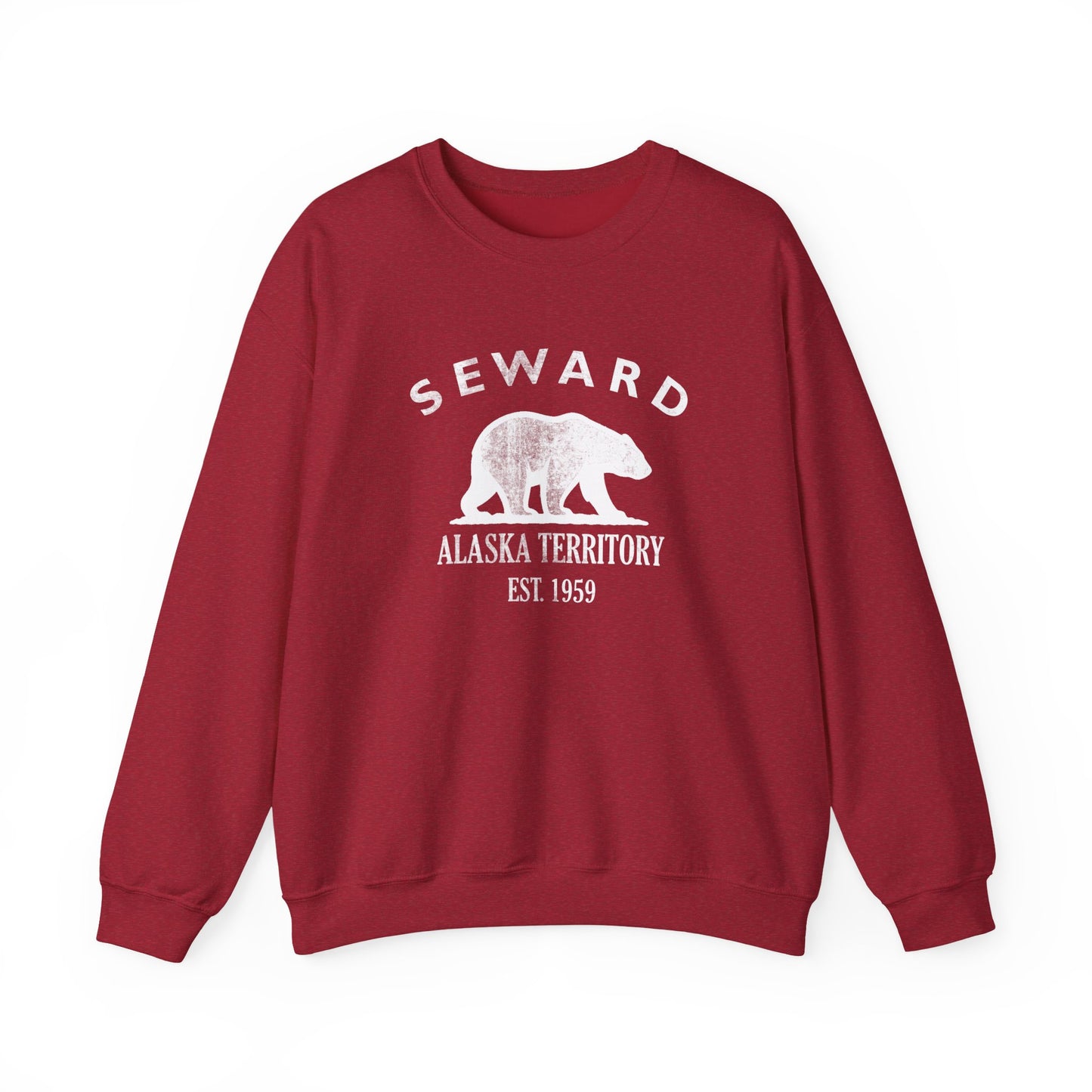 Seward Alaska Vintage Retro Unisex Heavy Crewneck Sweatshirt - White Logo