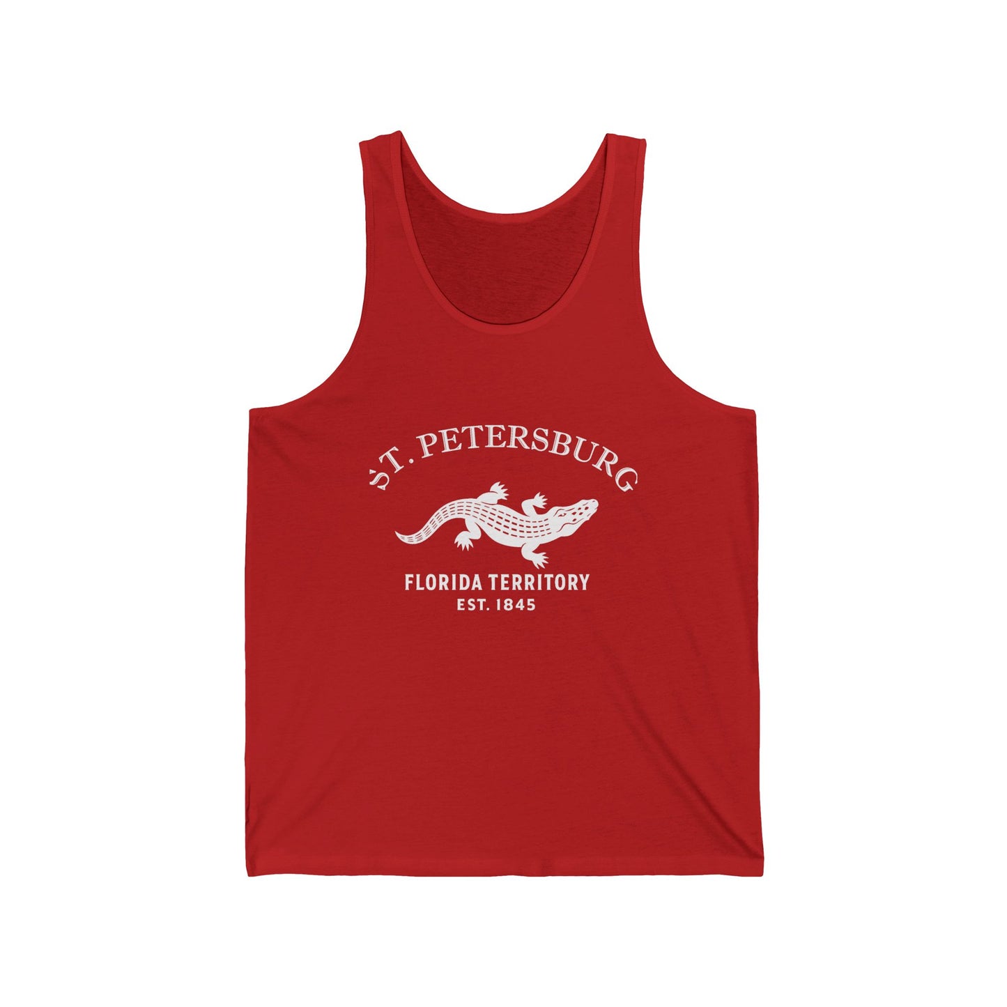 St Petersburg Florida Unisex Cotton Jersey Tank Top - White Logo