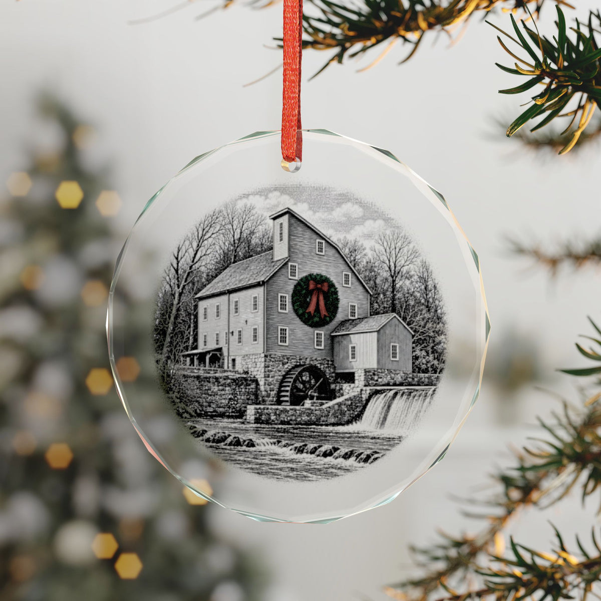 Clinton New Jersey Holiday Ornament — The Mill That Was Black, Then White, Then Red