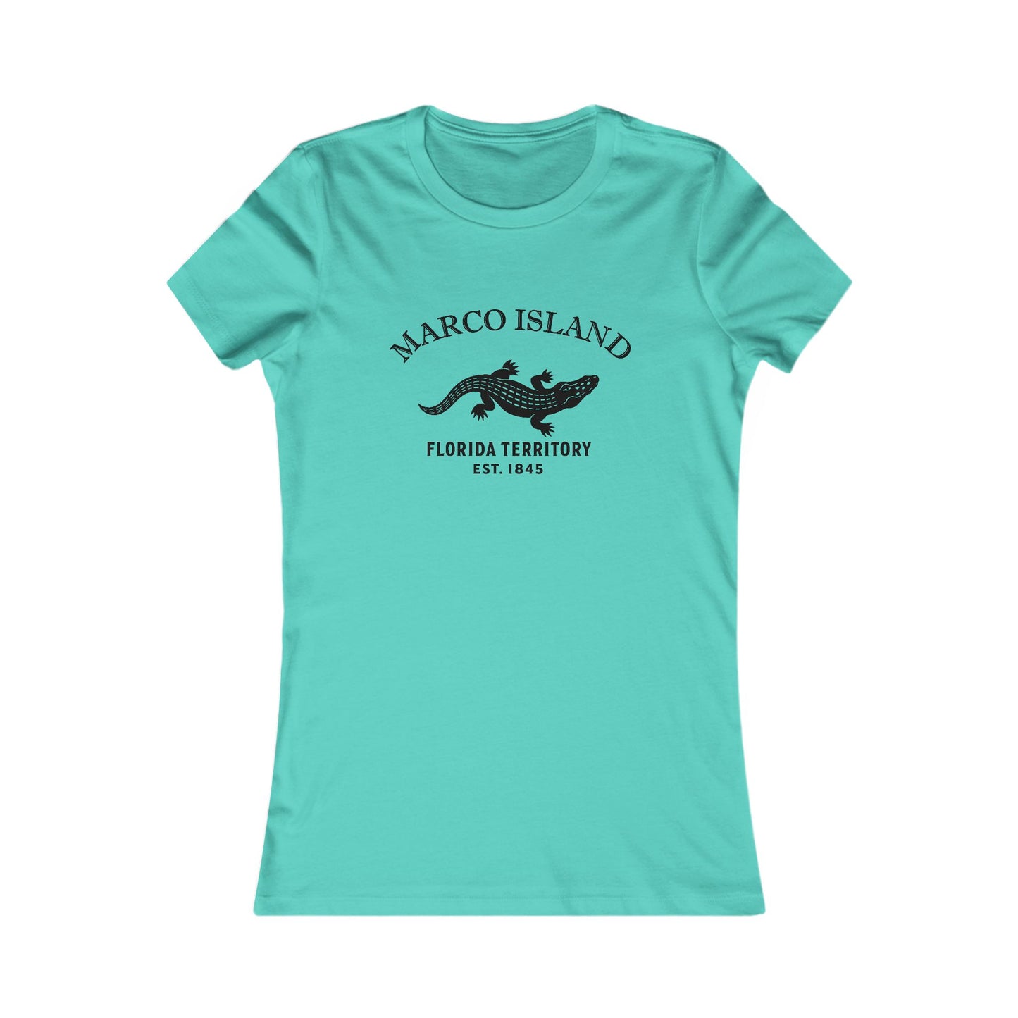 Marco Island Florida Ringspun Cotten Fitted Vintage Retro Womens Tee - Black Logo