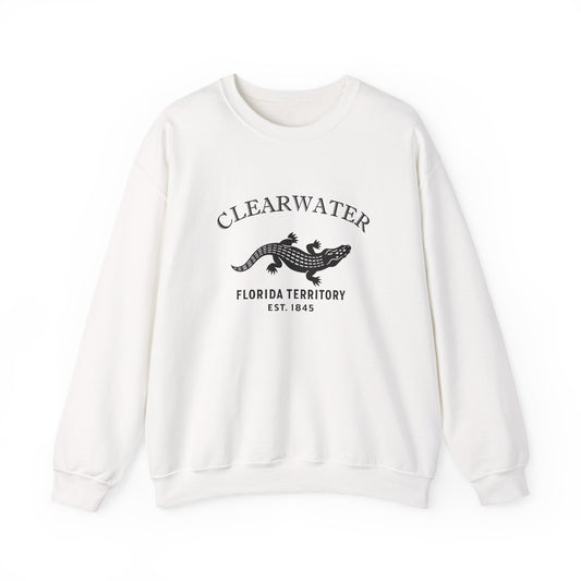 Clearwater Florida Vintage Retro Unisex Heavy Crewneck Sweatshirt - Black Logo