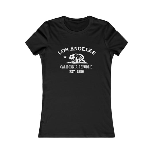 Los Angeles California Vintage Retro Womens Fitted Ringspun Cotton Tee - White Logo