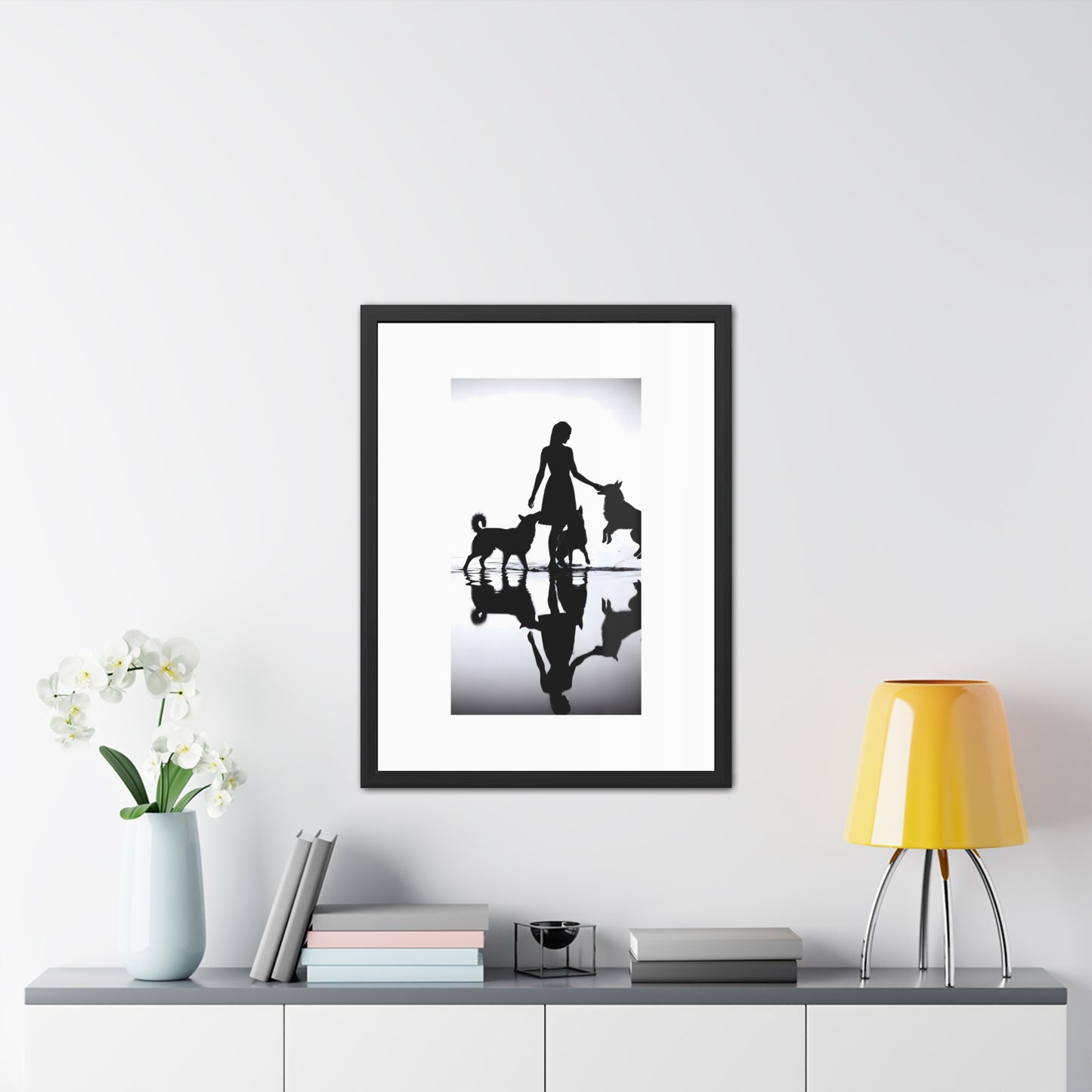 Three Dogs, Still Water - Tide & Light Series Framed Poster