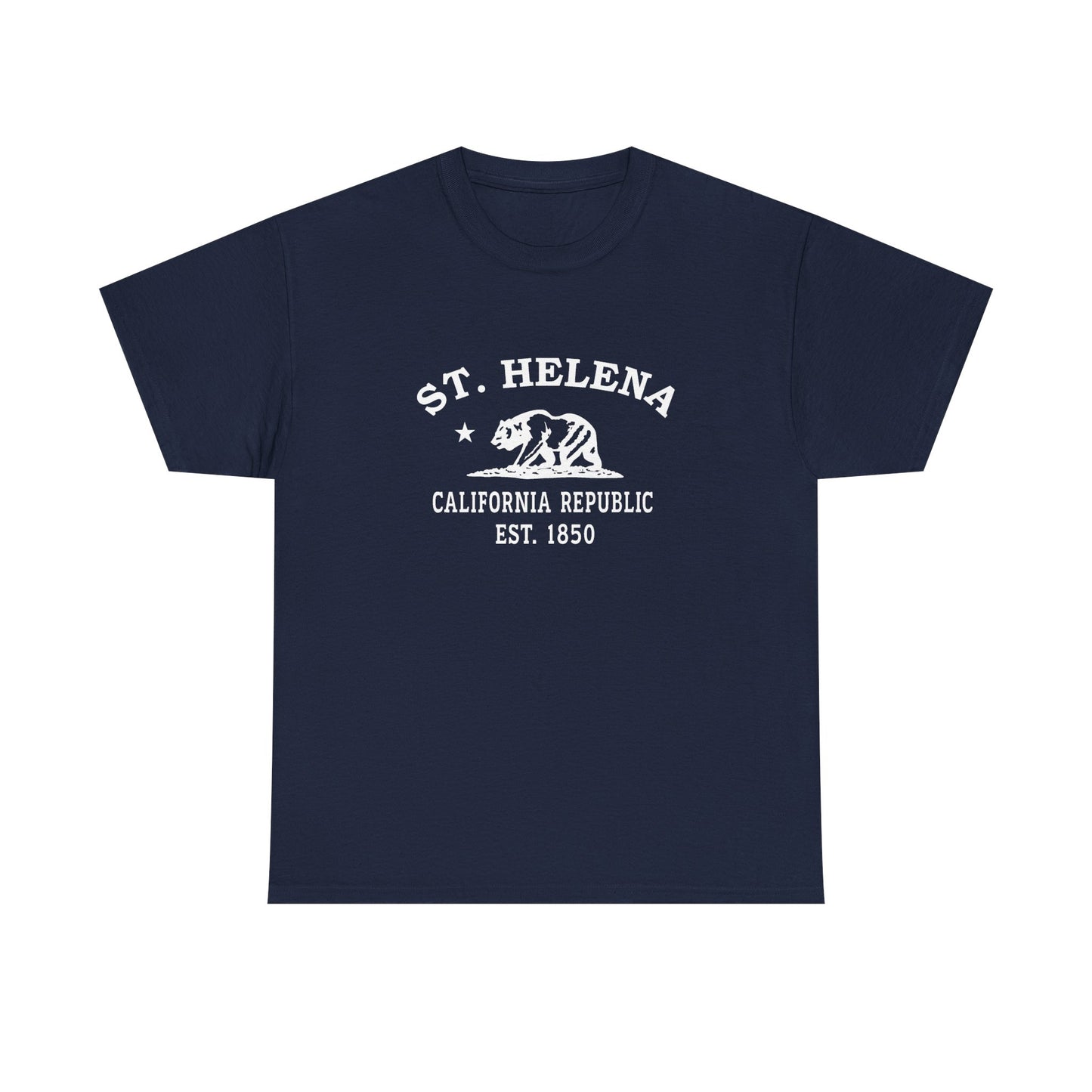 St Helena California Vintage Retro Unisex Heavy Cotton Tee - White Logo
