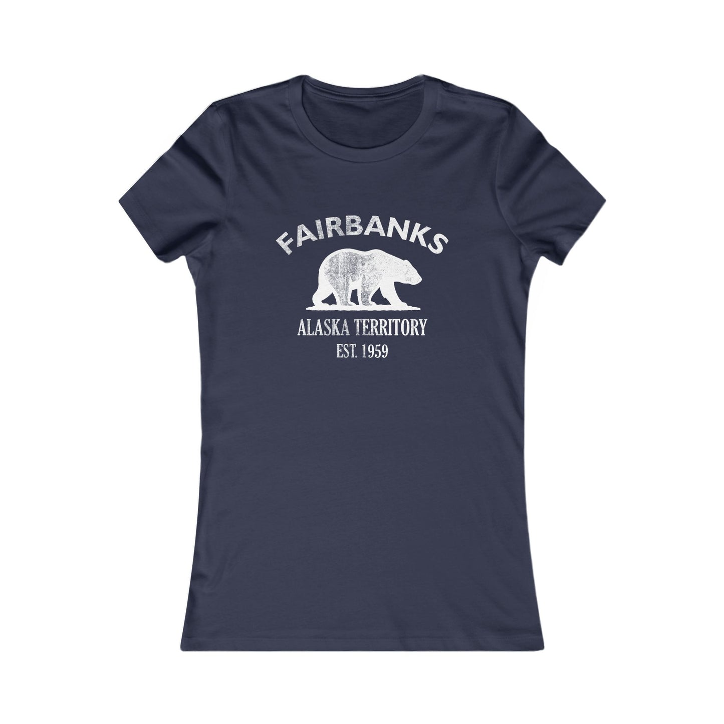 Fairbanks Alaska Vintage Retro Womens Fitted Ringspun Cotton Tee - White Logo