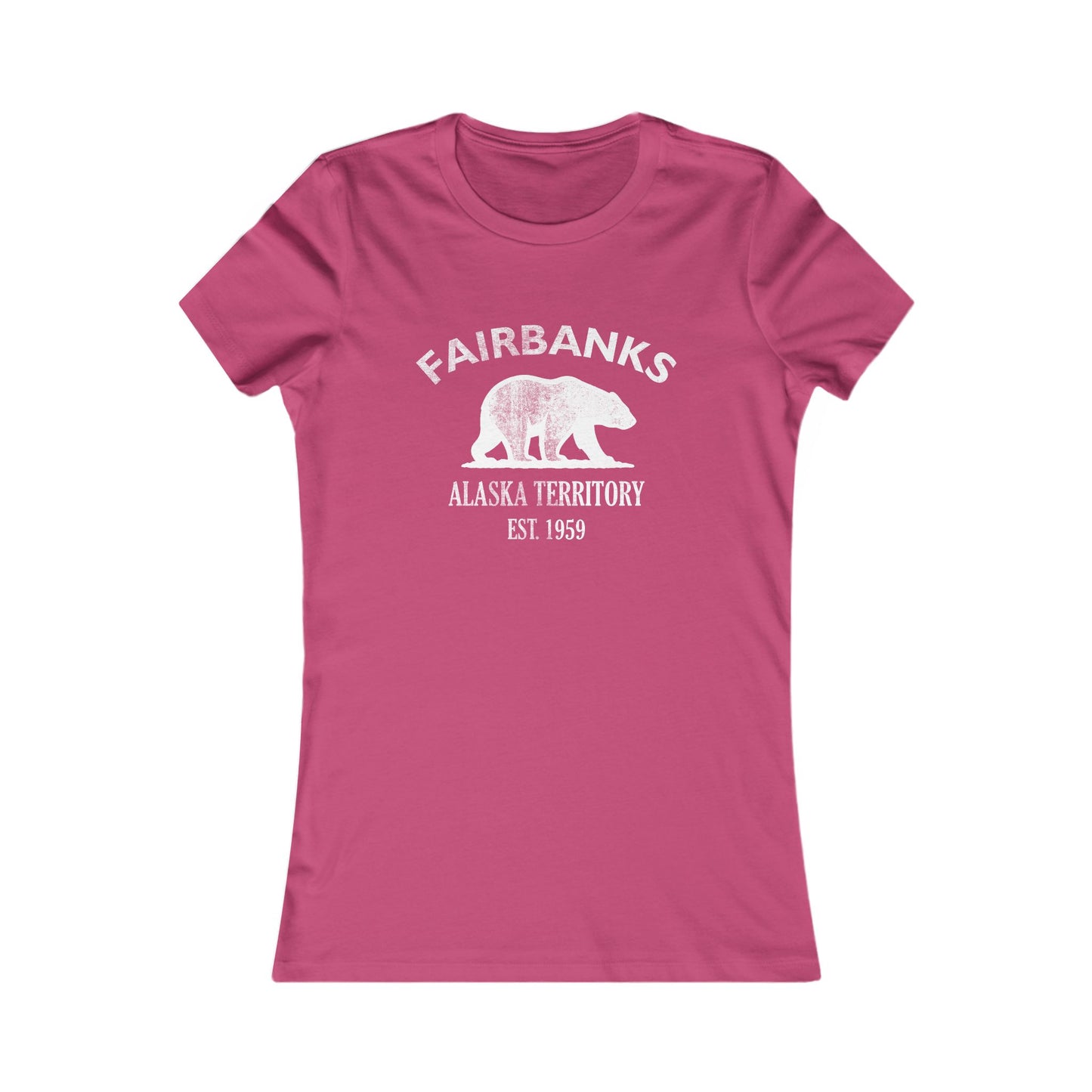 Fairbanks Alaska Vintage Retro Womens Fitted Ringspun Cotton Tee - White Logo