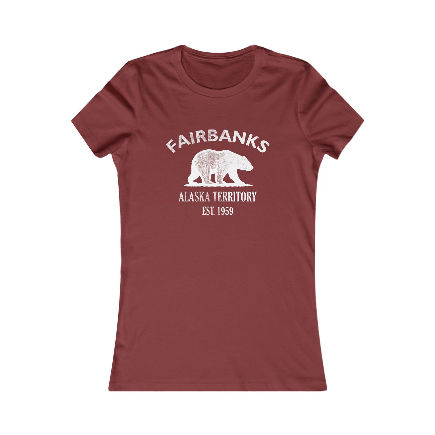 Fairbanks Alaska Vintage Retro Womens Fitted Ringspun Cotton Tee - White Logo