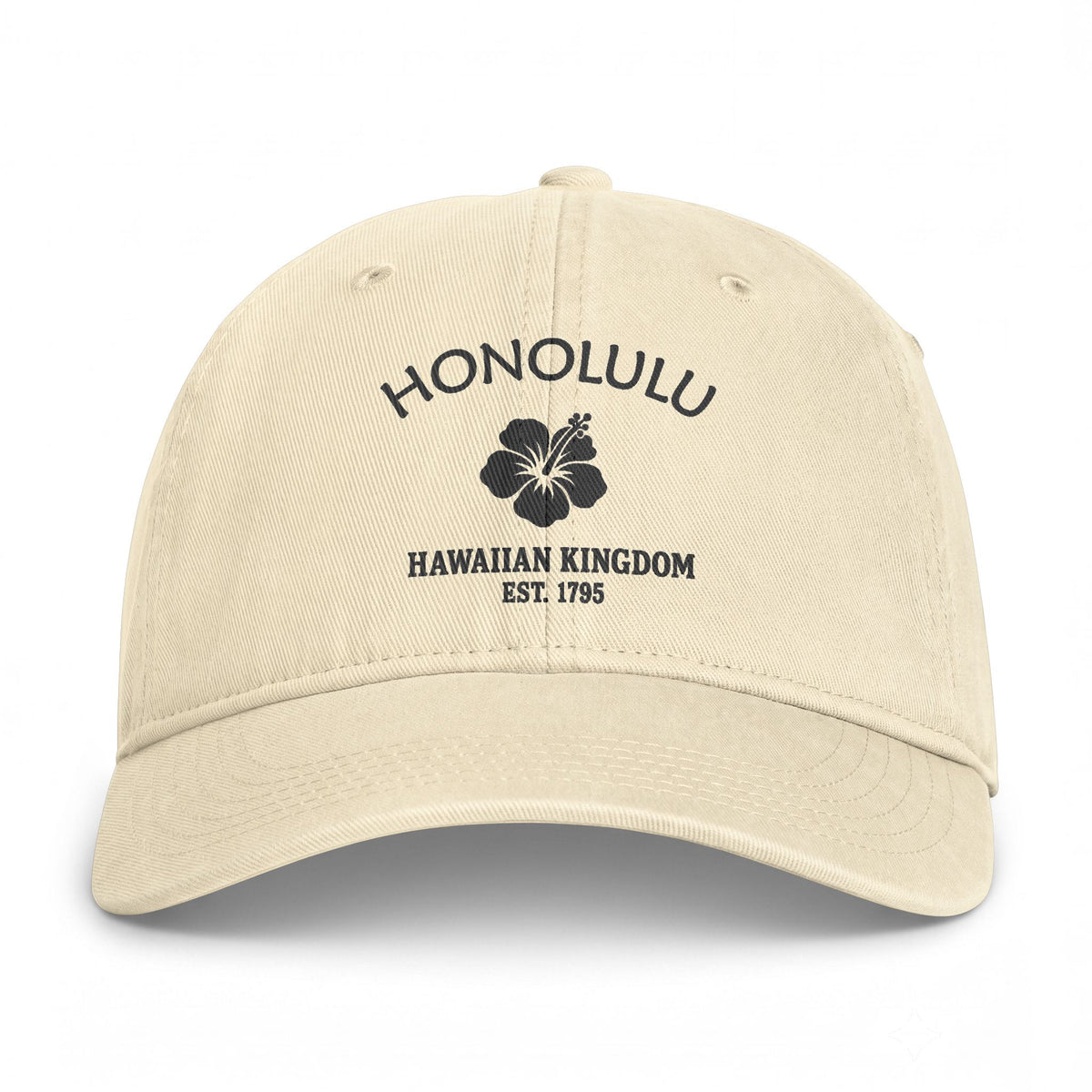 Honolulu Hawaii Distressed Cotton Cap - Charcoal Print Logo