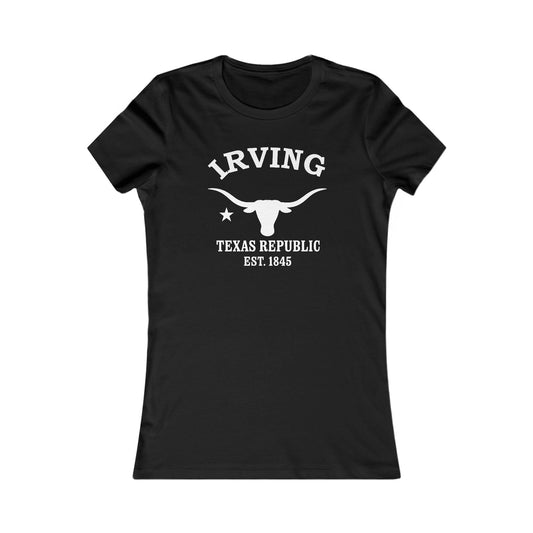 Irving Texas Vintage Retro Womens Fitted Ringspun Cotton Tee - White Logo