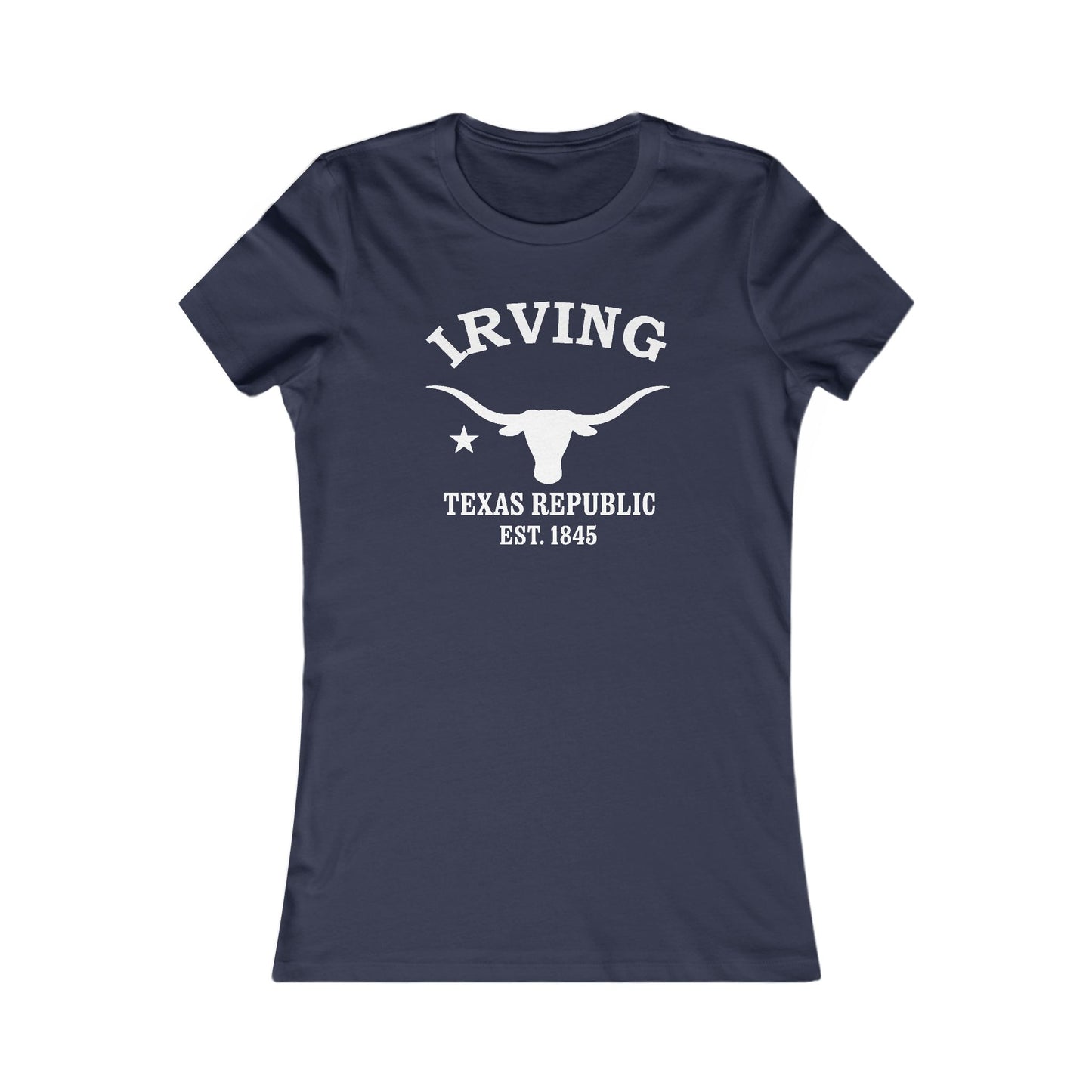 Irving Texas Vintage Retro Womens Fitted Ringspun Cotton Tee - White Logo