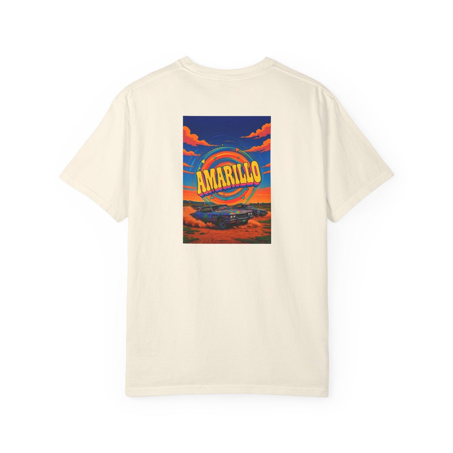 Amarillo Texas Vintage Retro Back Printed Art Series Cotton Tee - Black Logo