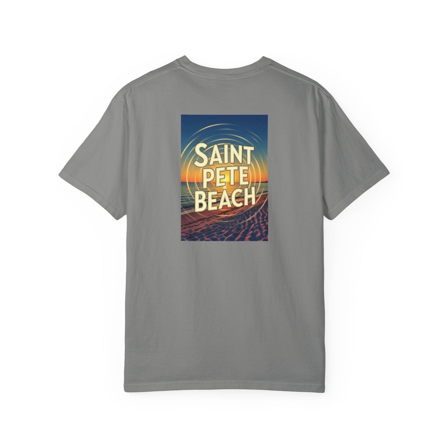 St Pete Beach Florida Vintage Retro Back Printed Art Series Cotton Tee - Black Logo