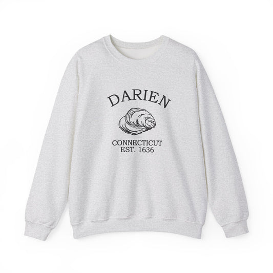 Darien Connecticut Vintage Retro Unisex Heavy Crewneck Sweatshirt - Black Logo
