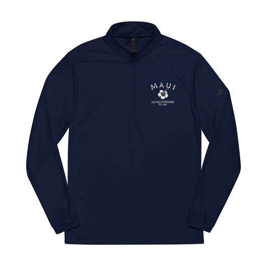 Maui Hawaii Vintage Retro Quarter-Zip Embroidered Pullover - White Logo