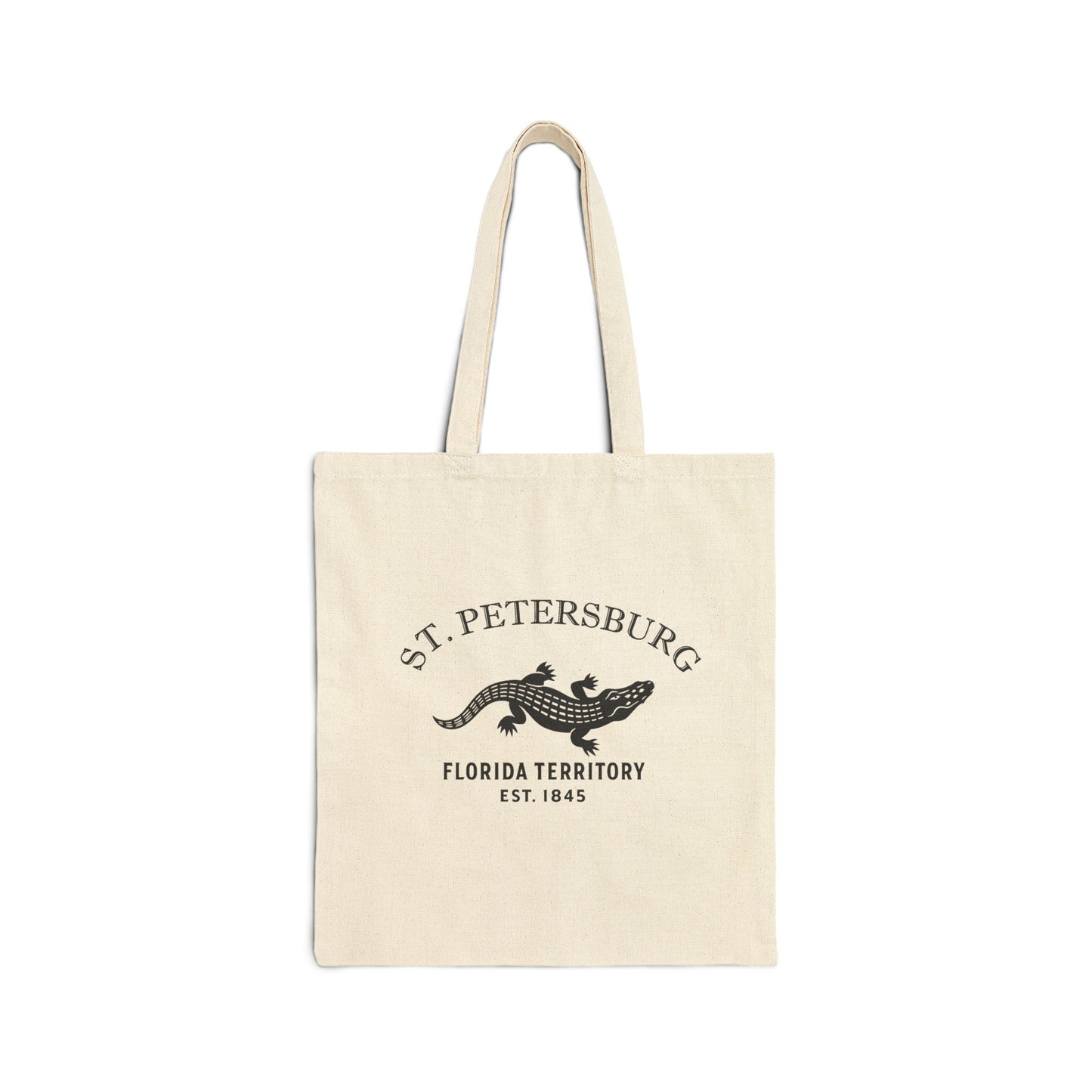 St Petersburg Florida Vintage Retro Cotton Canvas Tote Bag - Black Logo