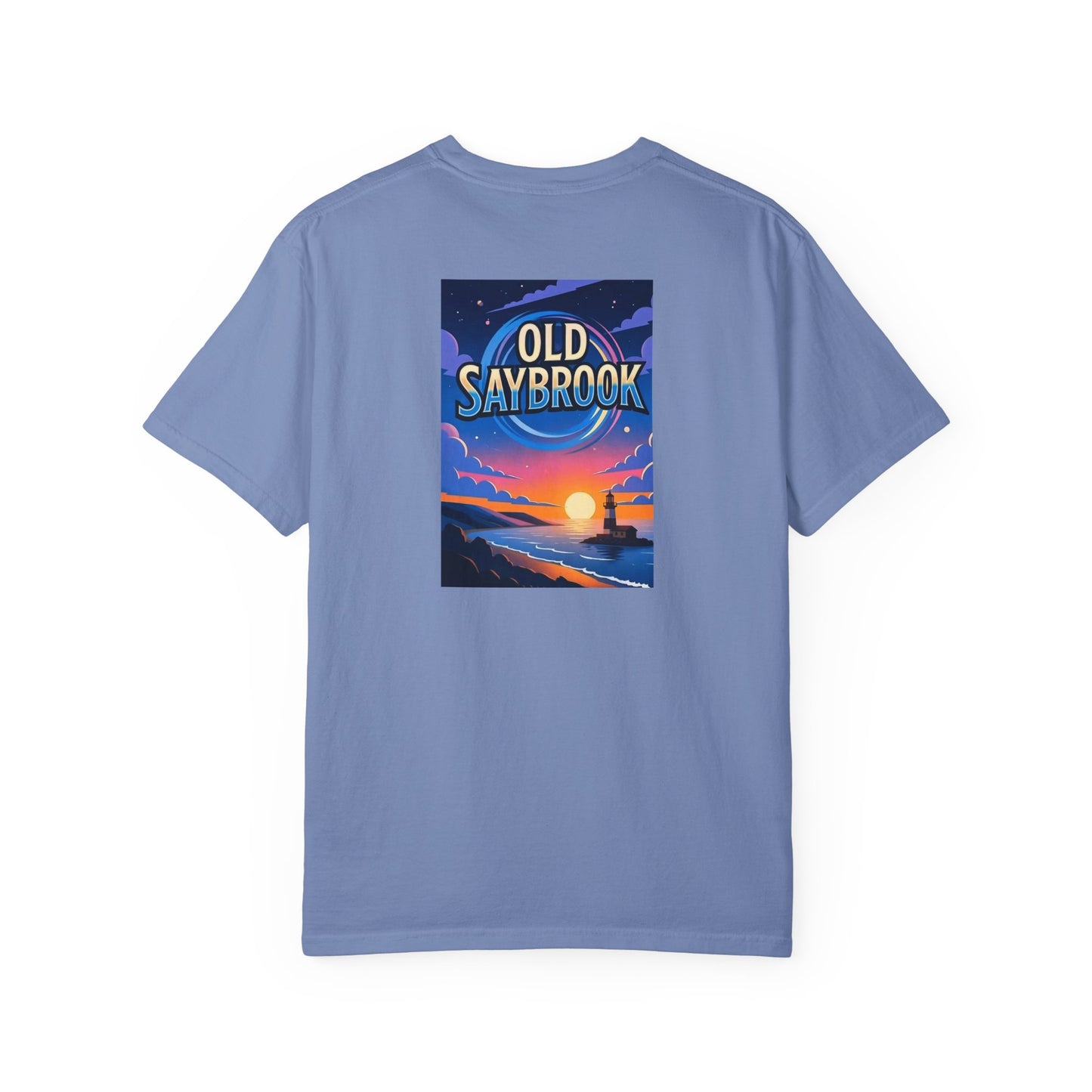 Old Saybrook Connecticut Vintage Retro Back Printed Art Series Cotton Tee - Black Logo