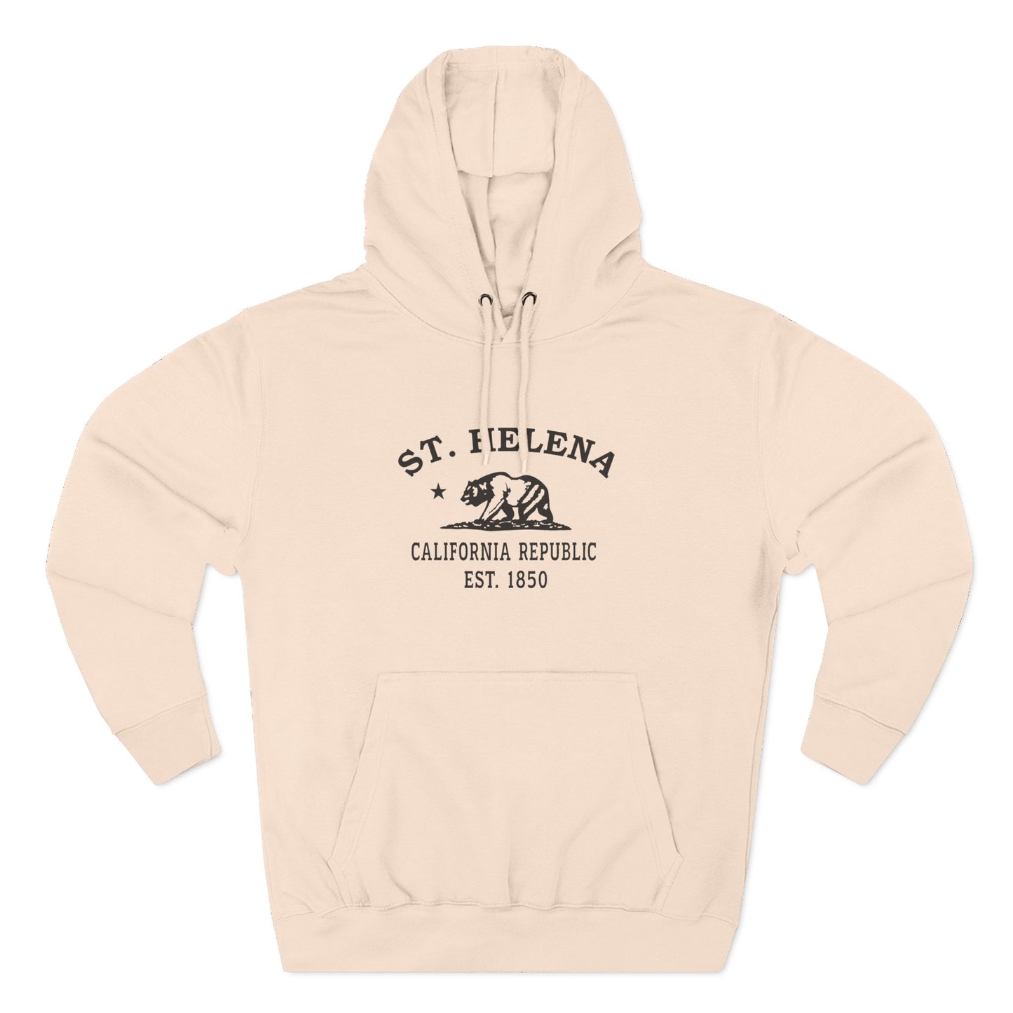 St Helena California Vintage Retro Unisex Heavy Cotton Hoodie - Black Logo