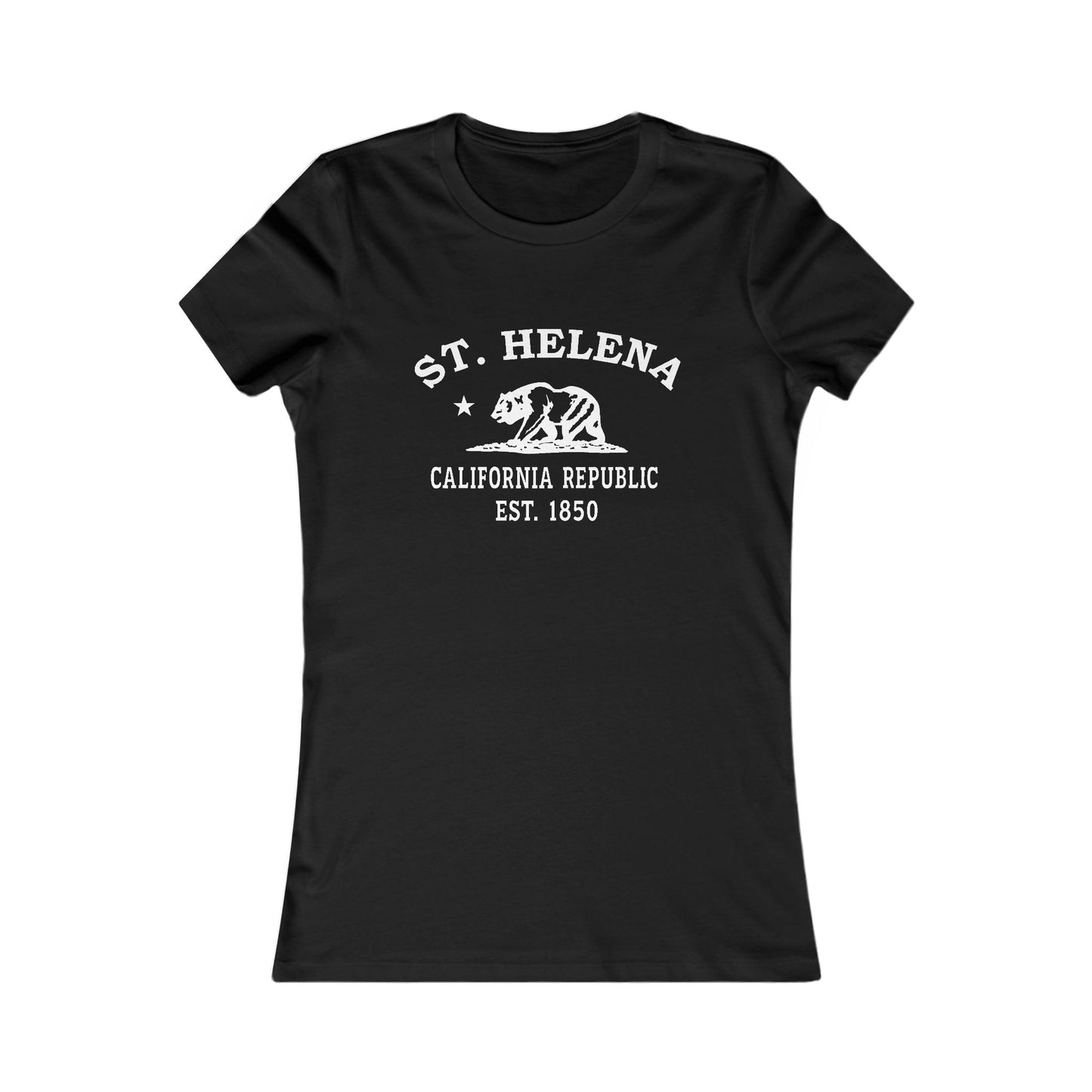 St Helena California Vintage Retro Womens Fitted Ringspun Cotton Tee - White Logo