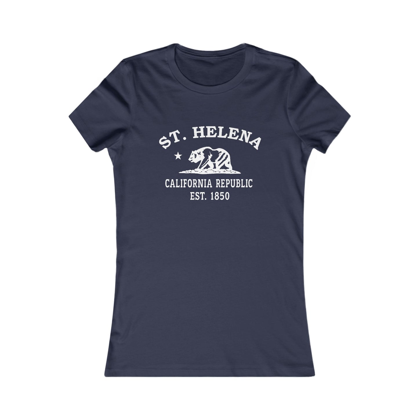 St Helena California Vintage Retro Womens Fitted Ringspun Cotton Tee - White Logo