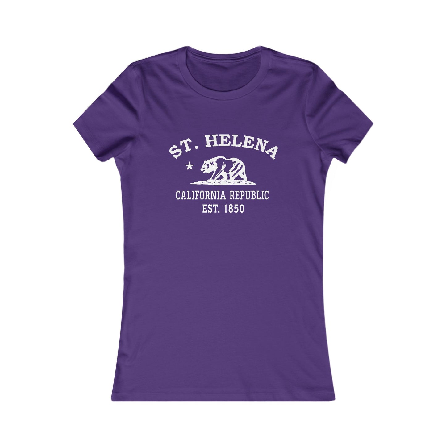St Helena California Vintage Retro Womens Fitted Ringspun Cotton Tee - White Logo