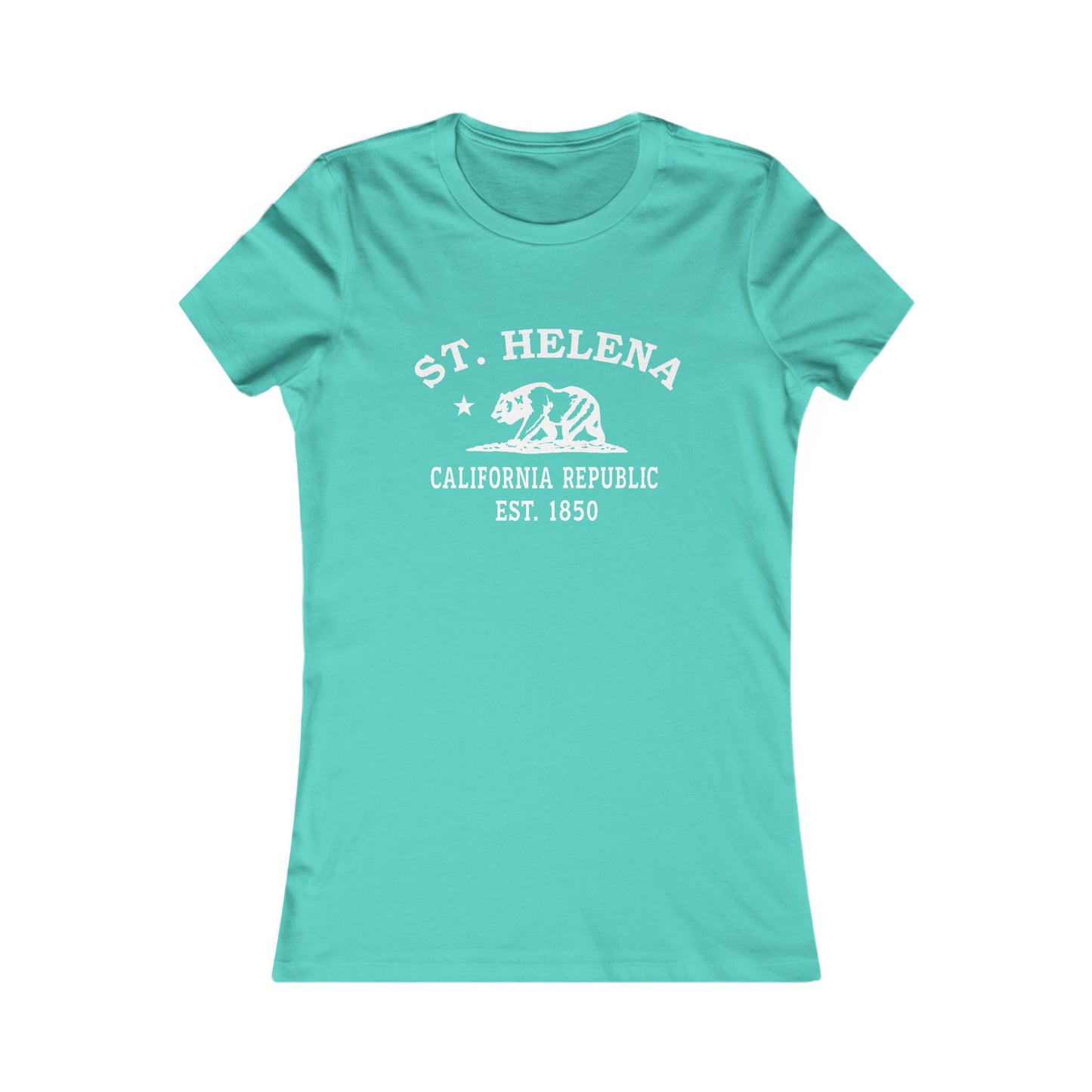 St Helena California Vintage Retro Womens Fitted Ringspun Cotton Tee - White Logo