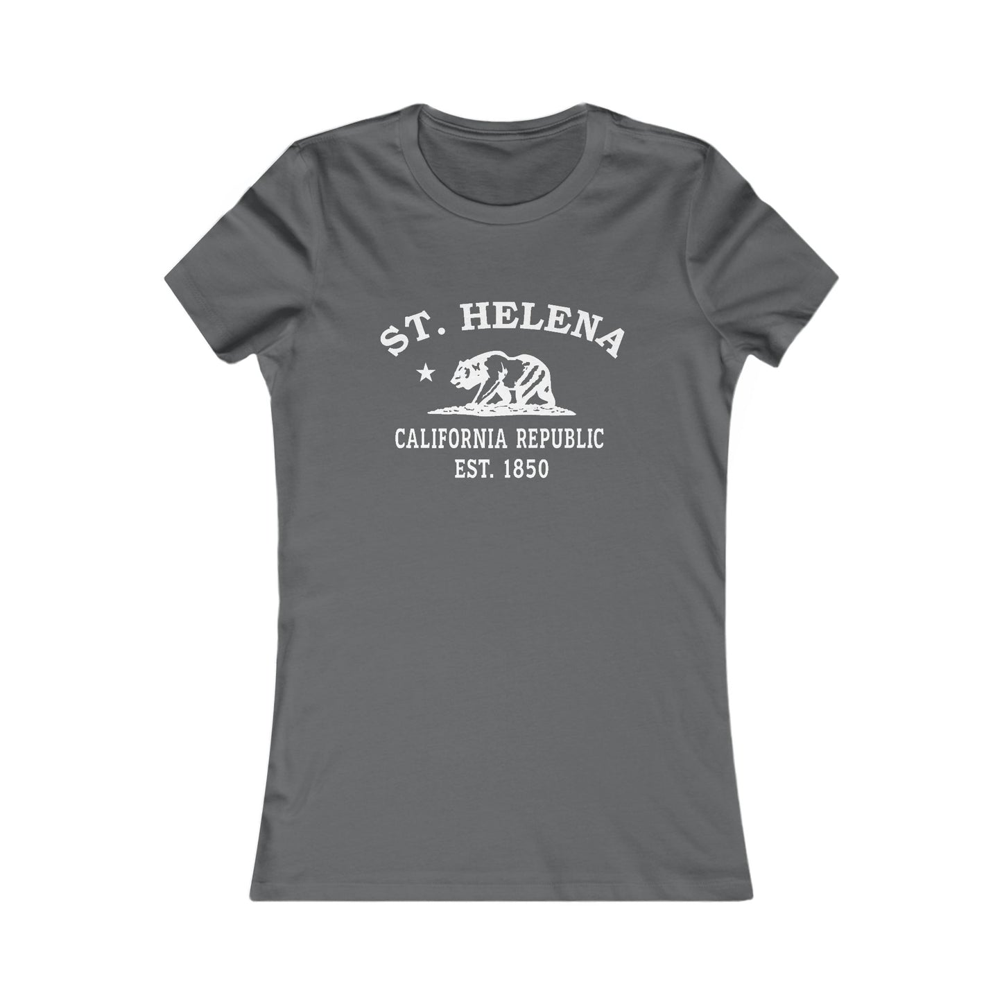 St Helena California Vintage Retro Womens Fitted Ringspun Cotton Tee - White Logo