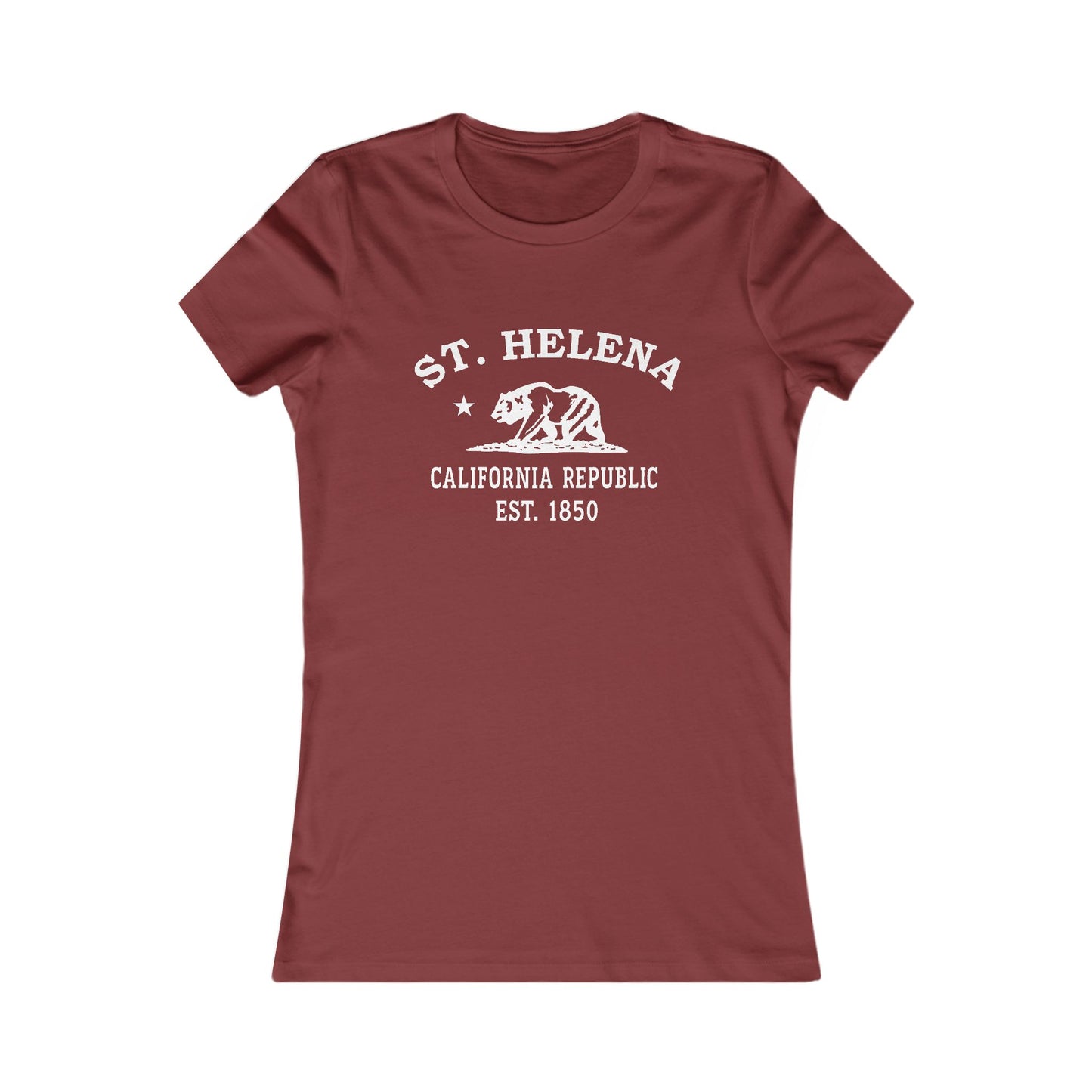 St Helena California Vintage Retro Womens Fitted Ringspun Cotton Tee - White Logo