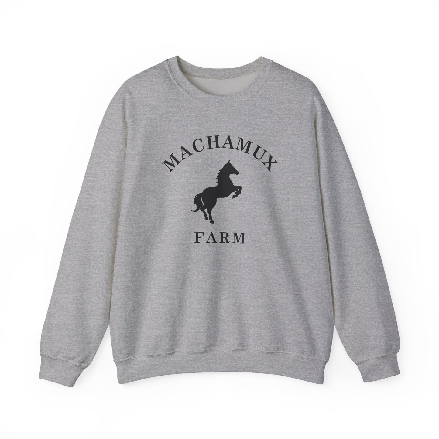 Machamux Farm Vintage Retro Unisex Heavy Crewneck Sweatshirt - Black Logo