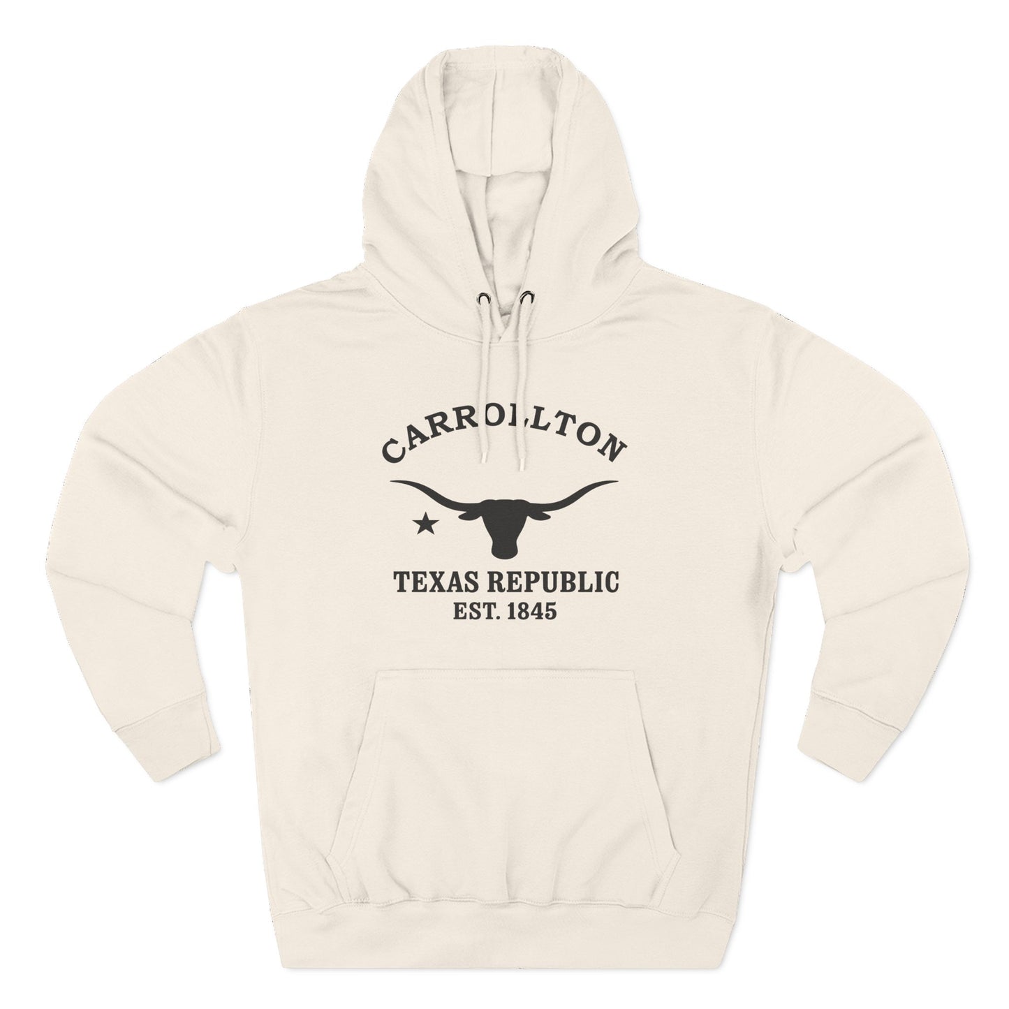 Carrollton Texas Vintage Retro Unisex Heavy Cotton Hoodie - Black Logo