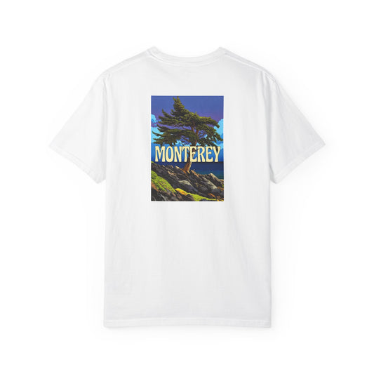 Monterey California Vintage Retro Back Printed Art Series Cotton Tee - Black Logo