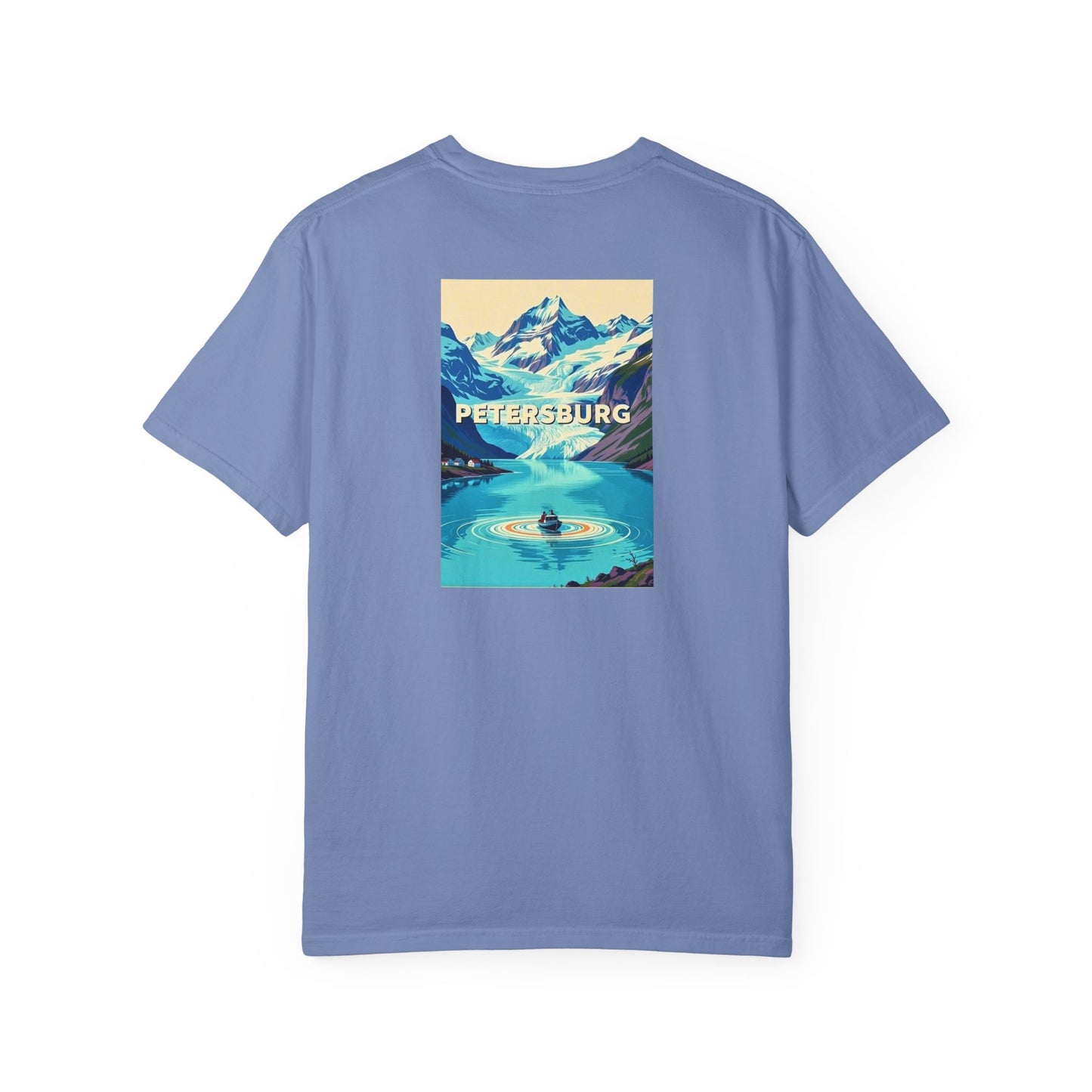 Petersburg Alaska Vintage Retro Back Printed Art Series Cotton Tee - Black Logo