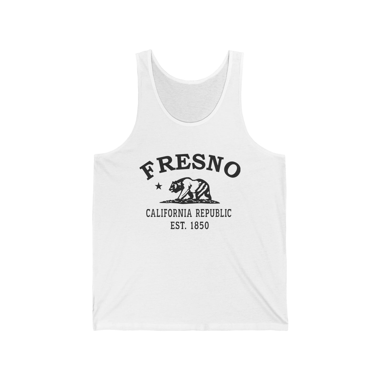 Fresno California Unisex Cotton Jersey Tank Top - Black Logo